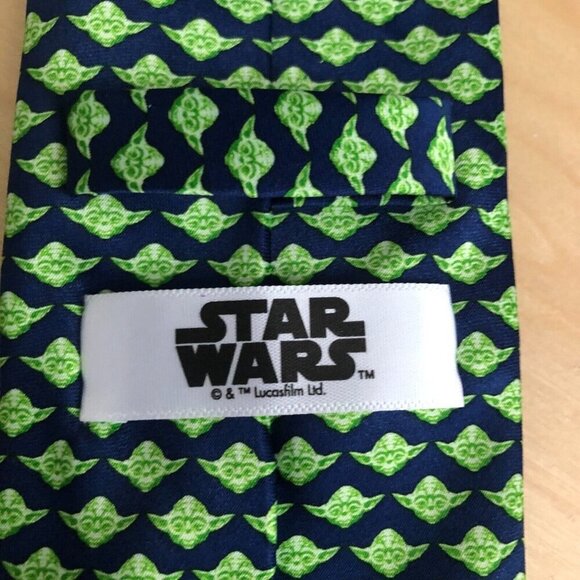 Star Wars Yoda Men's Green & Blue Necktie Lucas Film Ltd. Size 57" X 3" NEW - Picture 4 of 6